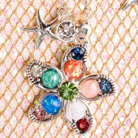 ❤️NWT BOUTIQUE BY THE BAY MULTI-COLOR STARFISH NECKLACE AND EARRING SET - Picture 3 of 3